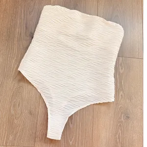 PRINCESS POLLY WHITE STRIPED‎ STRAPLESS BODYCON TOP US 4 Summer thumbnail 2