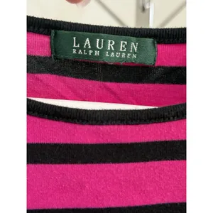 Lauren Ralph Lauren Shirt Womens Size L Pink Black Striped Long Sleeve Preppy thumbnail 9