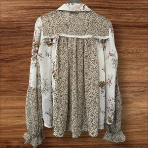 She + Sky Patchwork Button-Up Floral Blouse thumbnail 6
