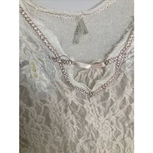Gimmicks by BKE Y2K Buckle Womens Top Sheer Lace Front Back Beaded Embroider Size L thumbnail 2