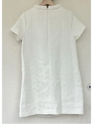 Tuckernuck Pearl White Tweed Jackie Mini Dress M Old Money Preppy Pockets Thick thumbnail 8