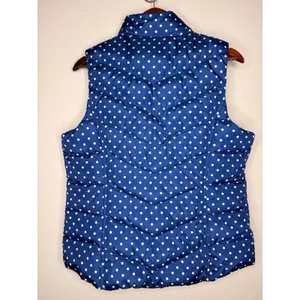 LANDS END 600 DOWN Women Navy Polka Dot Hyperdry‎ Allied Zip Puffer Vest Sz M thumbnail 9