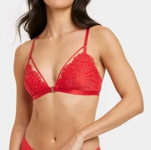 Auden Front-Close Lace Ling Bralette Red Small NEW thumbnail 1