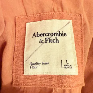 Abercrombie & Fitch Linen Blend Open Front Blazer Jacket Mauve Pink Women's Lg thumbnail 3