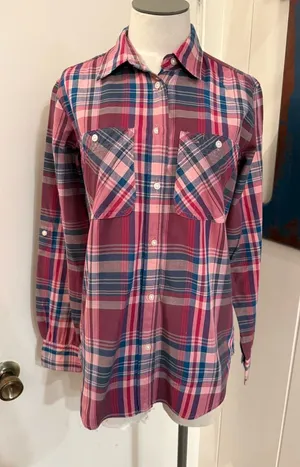 Lauren Ralph Lauren Pink and Blue Plaid Button-Down Shirt Sz Sz thumbnail 1