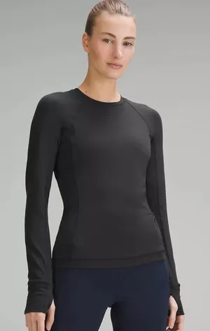 Lululemon It’s Rulu Long‎ Sleeve black Shirt 10 Athleisure streetwear workout thumbnail 1
