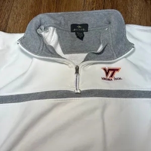 Virginia Tech‎ Hokies 1/4 Zip Sweatshirt White Grey Women XL Pullover Antigua thumbnail 7