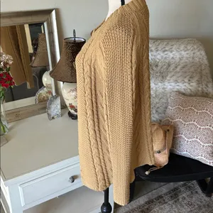 Vintage Jones, New York cable knit cotton two button open front sweater M thumbnail 3