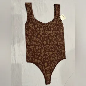 Free People PRINTED CLEAN LINES Clean Lines Bodysuit Size M/L thumbnail 6