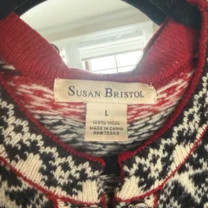 Susan‎ Bristol Women's Nordic Fair Isle Wool Cardigan Button Front L Apres-Ski thumbnail 6