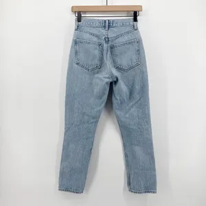 AGOLDE Riley High Rise Straight Crop Jeans Light‎ Wash Distressed 23 A056B-811 thumbnail 5