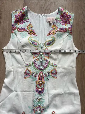 Anthropologie Ciebon White Embroidered V-Neck Shift Dress Floral Sleeveless XS thumbnail 9