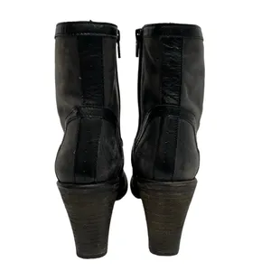 Free People Winding Road Heel Distressed Leather Ankle Boots Black/Grey Size 8 thumbnail 9