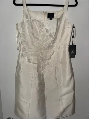 Adrianna Papell Ivory Embellished Mini Sheath Dress thumbnail 10