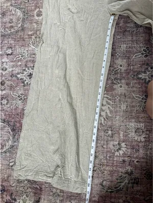 Zara Flowy Linen Tan Pants thumbnail 6