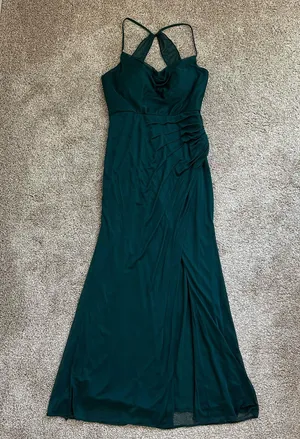 Azazie Pine Green Halter Gown thumbnail 5