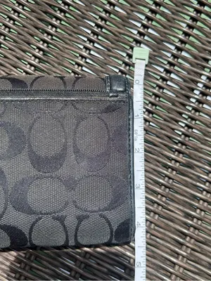 COACH Wallet Credit Cards ID Tri-Fold Canvas leather black signature C billfold thumbnail 7