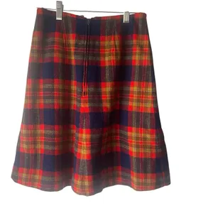 Vintage 90s Size XS Wool Blend‎ Red Plaid Academia Tweed Above Knee Skirt thumbnail 4