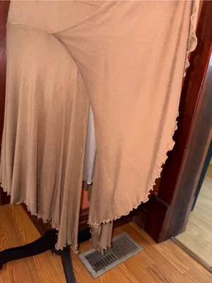 Vintage Y2K To The Max V-Neck Brown Halter Dress with Beaded + Sequin Trim thumbnail 6