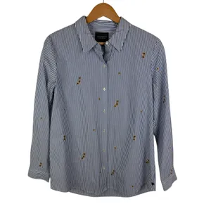 Scotch‎ & Soda Striped Star Embroidered Button Down Shirt Medium Blue Preppy thumbnail 2
