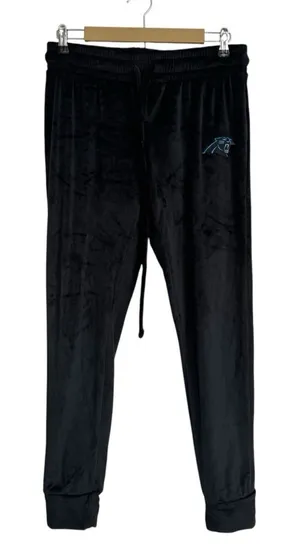 NFL Carolina Panthers Velour‎ Elastic Waist Medium Women Jogger Pants Bla… thumbnail 1