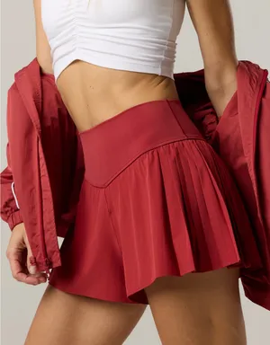 OFFLINE By Aerie Real Me High Waisted Pleated Flowy Short Summer Burgundy Small thumbnail 2