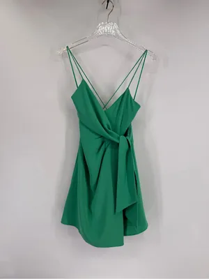 Alice and Olivia‎ green mini dress with front tie size 2 thumbnail 2