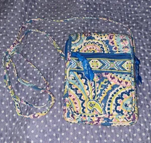 Vera Bradley Capri Blue Paisley Quilted Crossbody Bag Purse Blue, Green, Purple thumbnail 1