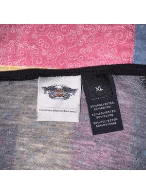 Harley-Davidson Woman’s XL Rhinestone Raglan Henley Top Gray Black Star Sleeves thumbnail 5