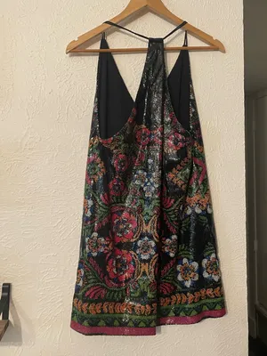 Free People Multicolor Sequin Floral Halter Mini Dress Small thumbnail 5