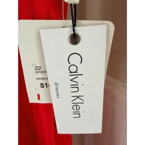 NWT Calvin Klein Fire Red Linen Blend Pintuck Fit & Flare Dress 10 CD8M1583 thumbnail 4