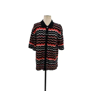 Seven Wonders‎ Andrea Knit Top Jaffa Combo Chevron Button Front Collared Size M thumbnail 2