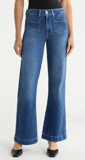 PAIGE Leenah Patch Pocket Wide Leg Jeans Adley Size 24 thumbnail 1