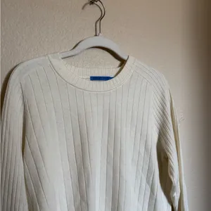 J. McLaughlin Anika Wool Blend Sweater Sz‎ Large Wide Rib Crewneck Ivory thumbnail 3