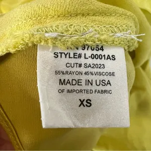 NWT Euro Summer Chartreuse Yellow V-Neck Slip Dress XS thumbnail 6