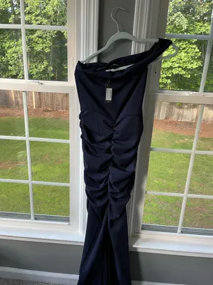 Pretty Little Thing Navy One Shoulder Midaxi Dress thumbnail 5