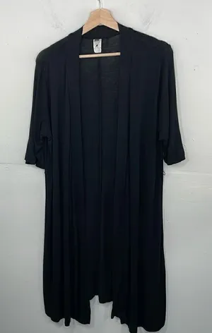 Maternity Black Long Open Front Cardigan 1/2 sleeves lightweight Large thumbnail 1