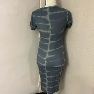 ASOS Blue Tie Dye Bodycon Crewneck T-shirt Dress 4 Comfy Cozycore Hippie Casual thumbnail 2