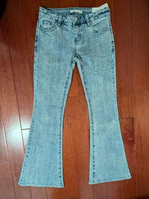 PacSun Light Blue Rhinestone Flare Jeans thumbnail 1