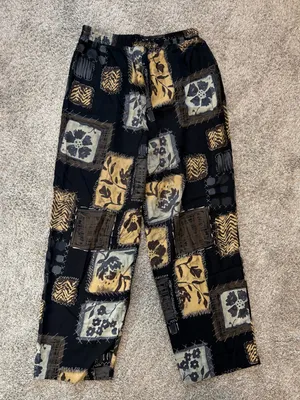 Vintage 90s Kathie Lee Patchwork Soft Pants Boho Straight Leg Lounge Pants thumbnail 6
