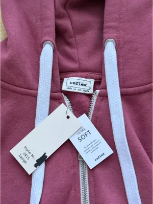 💗 Pink Zip-Up Reflex Hoodie – Size Large (Fits Like A Medium) thumbnail 2