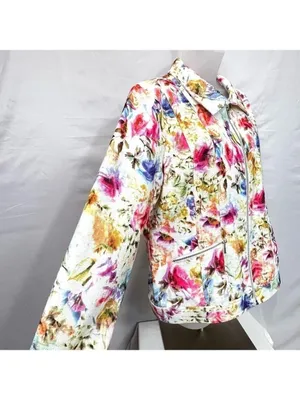 Christopher & Banks fully Zipped Multicolored Floral Jacket Size L thumbnail 5
