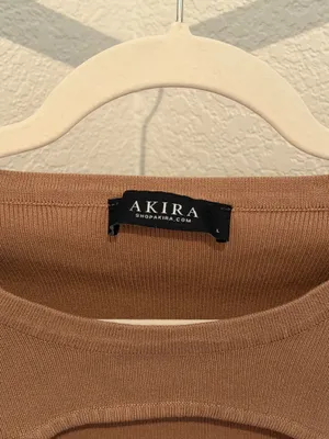 AKIRA Black Label Cutout Bodycon Mini Dress Tan Black Long Sleeve thumbnail 4