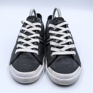 Coach Polly Signature Monogram Sneakers Womens 9B Black Jacquard Patent Low Top thumbnail 2