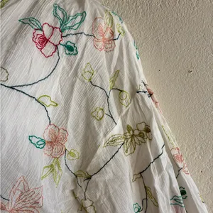 Zara Embroidered Tassel Tie Ivory Peasant Blouse L thumbnail 8