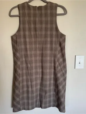 NWT Banana Republic Plaid Shift Mini Sleeveless Dress Brown Tan Women’s Size 6 thumbnail 7