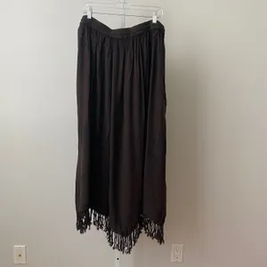 MAMTA Rayon Boho Western Fringe Embroidered Maxi Skirt Plus Size Black thumbnail 5