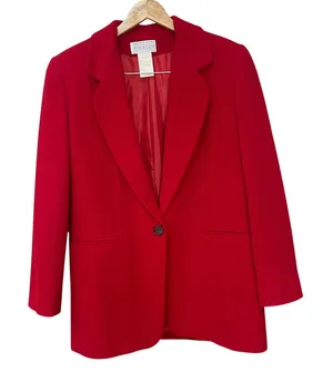 Vintage Saks Fifth Avenue Wool Blazer Nylon Cashmere Red Folio‎ Collection Women thumbnail 1