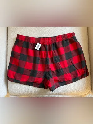 GAP Red and Black Plaid Pajama Shorts thumbnail 4