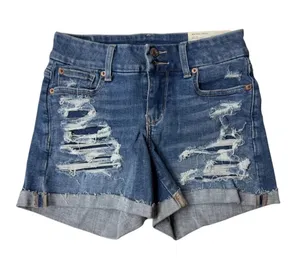 (C38) American Eagle Curvy Midi Shorts Size 0 Low Rise Medium Wash Next Level thumbnail 1
